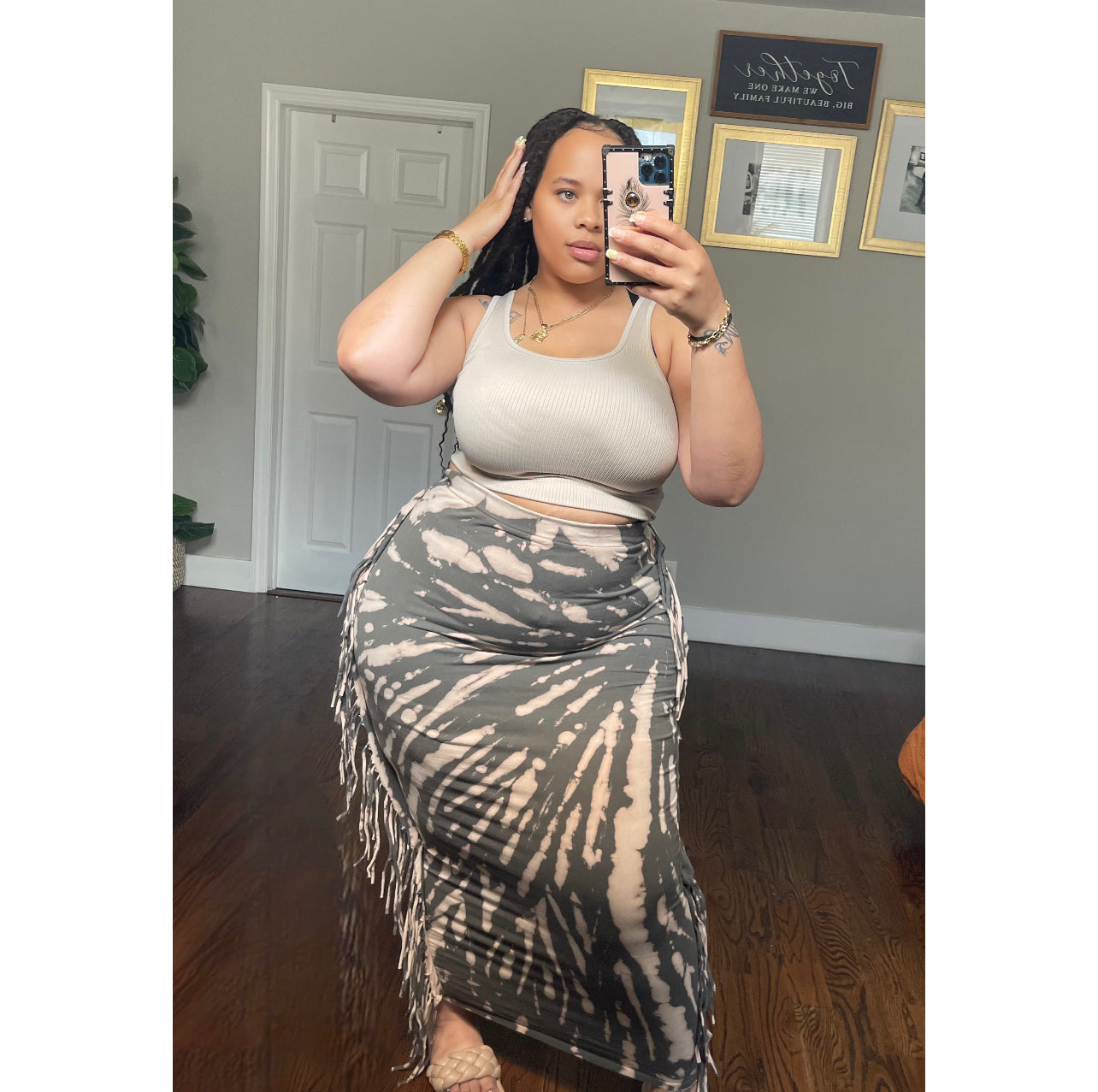 Boho’ Maxi Skirt (Nude)